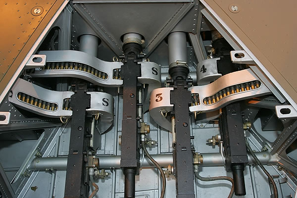 Restored gun compartment complete with original Browning machine guns